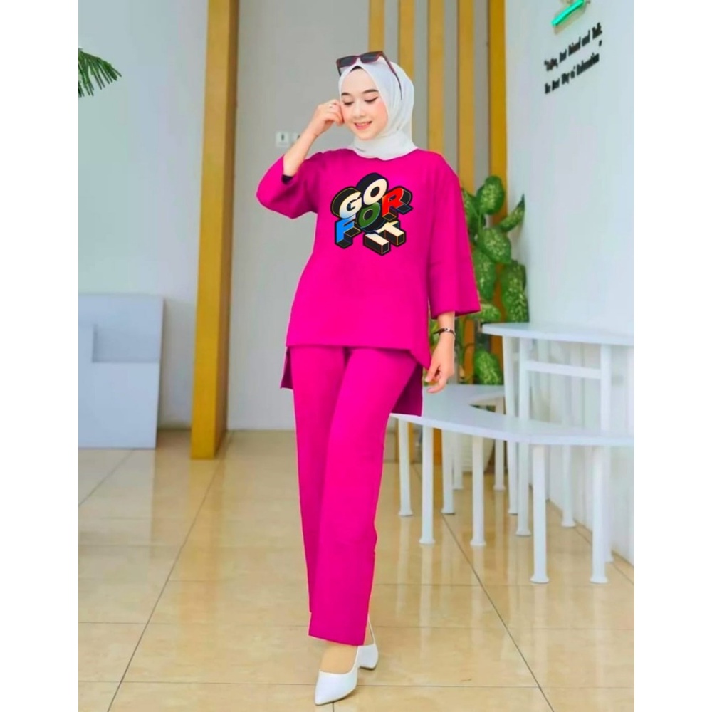 Setelan Tunik Go For It/Set Blouse Wanita