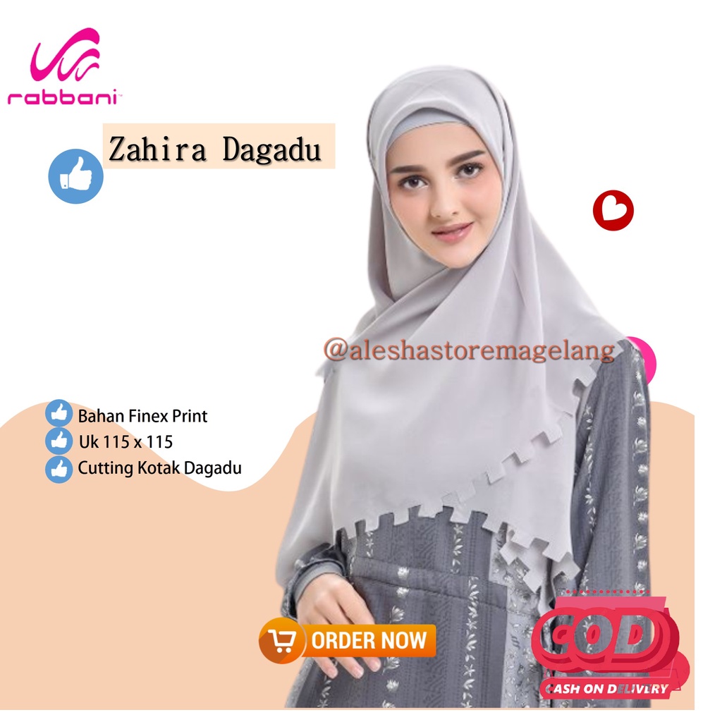 Zahira Dagadu - Kerudung Segiempat Dagadu Zahira Scarf Rabbani original Hijab Segiempat Khimar Jilba