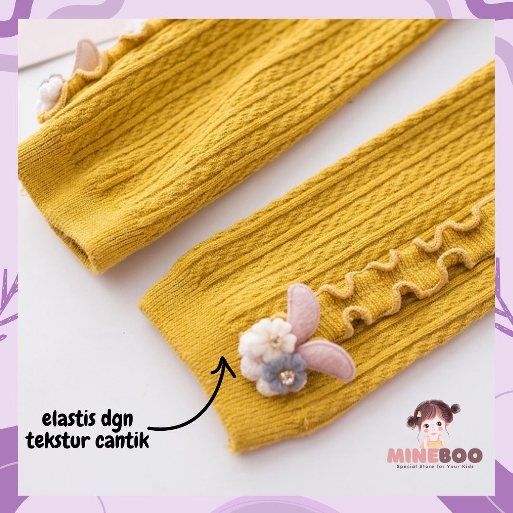 mineboo - LEGGING AILEEN 301 Legging Anak Bayi Perempuan Tebal Import Ruffle Bunga Bintang Kelinci