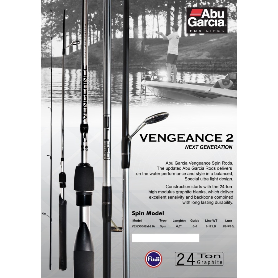 Joran Pancing ABU GARCIA Vengeance 2 Next Generation 602 180cm Ring Full Fuji 17lb Carbon 24 Ton Gra