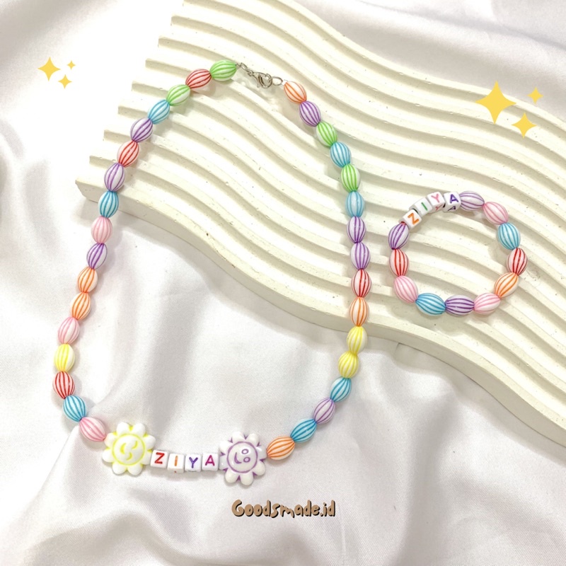 KALUNG MANIK BULAT ANAK RAINBOW SATU SET