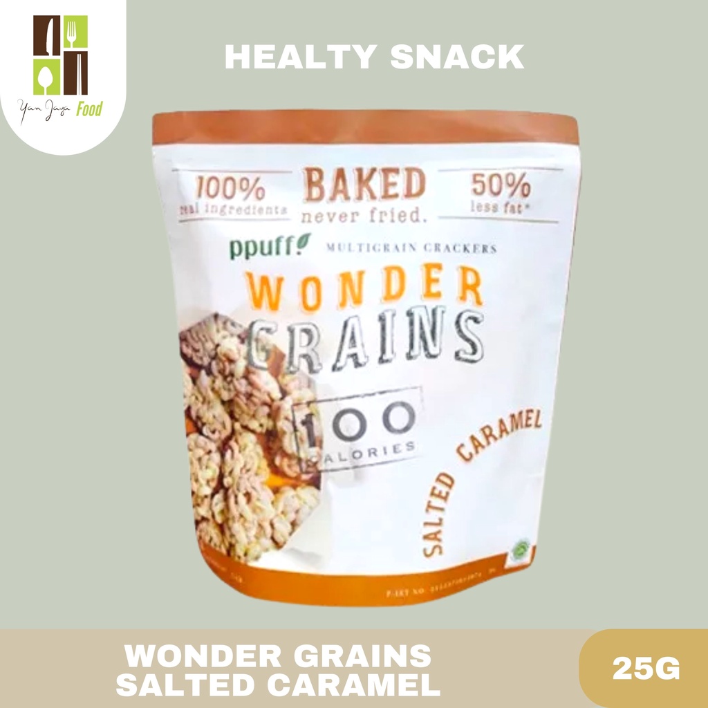 PPUFF Wonder Grain Healty Snack/Makanan Sehat [Seaweed / Salted Caramel] 25g Snack Bebas Gluten