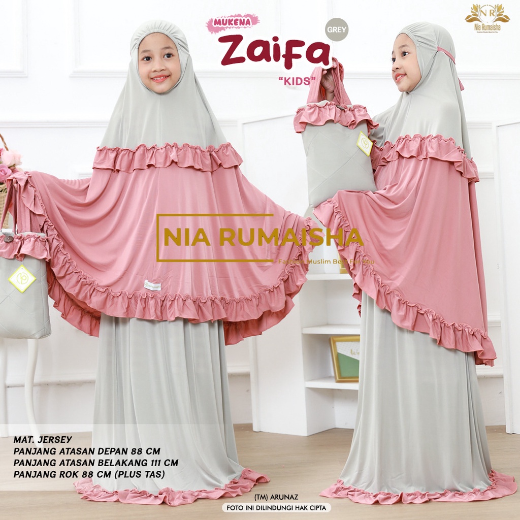 [ GROSIR MUKENA ANAK SOLO ] NIA - ZAIFA, MUKENA ANAK BAHAN JERSEY BONUS TAS