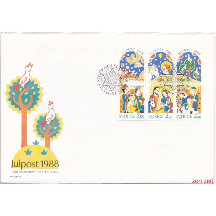 

A456 Prangko Swedia FDC 1988 Christmas Post 1 Pcs