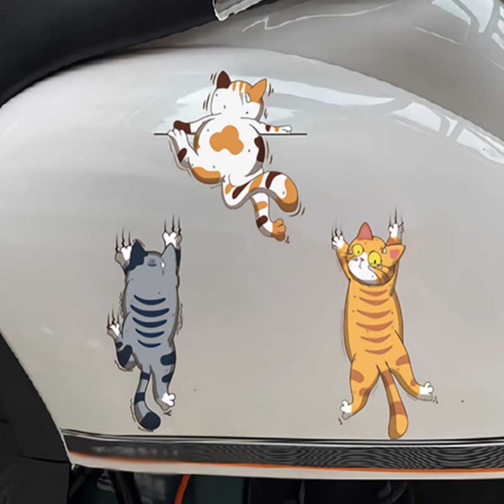 3pcs/set Mobil Universal Seluruh Tubuh Kepribadian Menyenangkan Lucu Kucing Peliharaan Stiker Mobil Goresan Kucing Putih Stiker Mobil Dekorasi Rumah Pesta Hadiah