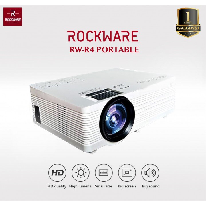 ROCKWARE RW-R4 - LED 720P Projector 1000 Lumens - FREE ANYCAST Dongle