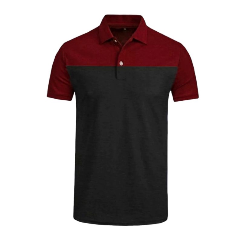 baju kaos kerah pria kombinasi lengan pendek / kaos kerah pria / baju kaos kerah / kaos pria berkera
