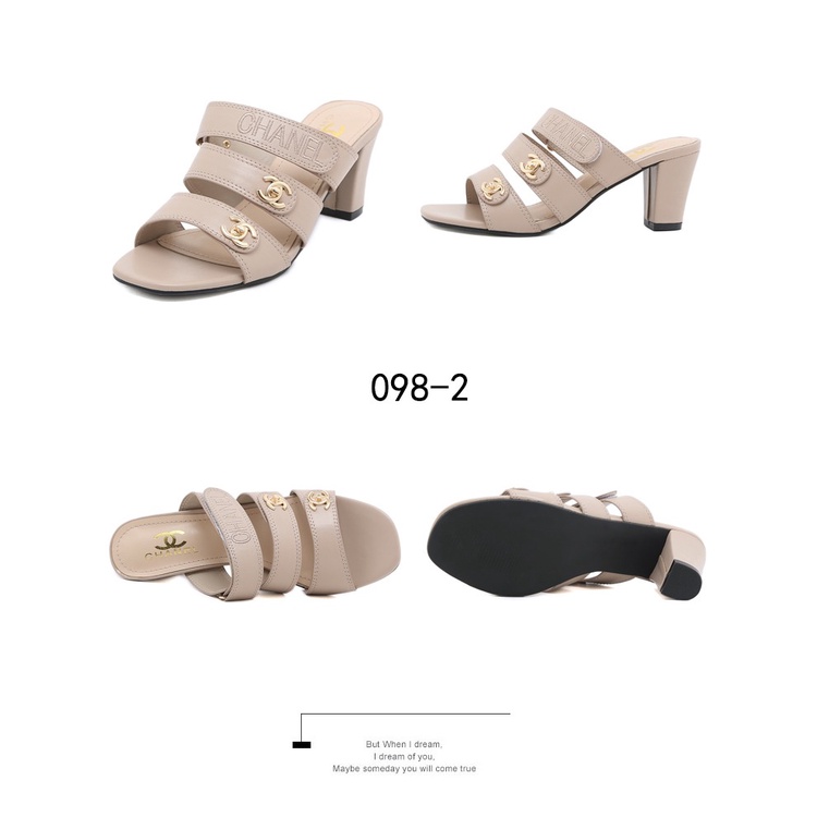 CH Leather Turnlock Slingback Sandals#098-2