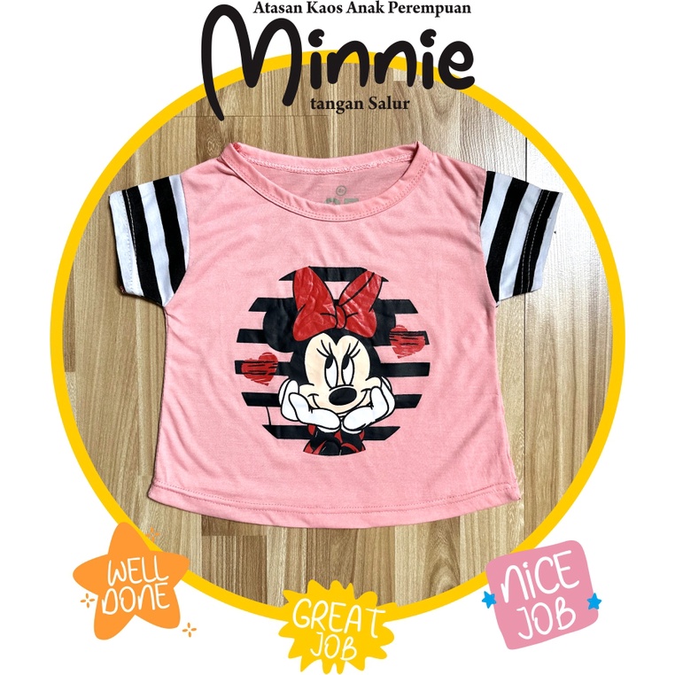 Atasan Kaos Anak Perempuan Minnie Tangan Salur CKids