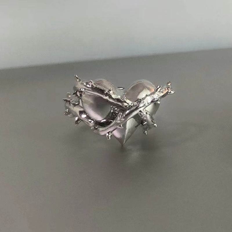 Mode Baru Kreatif Punk Gothic Duri Gothic Punk Cinta Hati Cincin Vintage Terbuka Cincin Untuk Wanita Pesta Perhiasan Pertunangan Pernikahan Hadiah