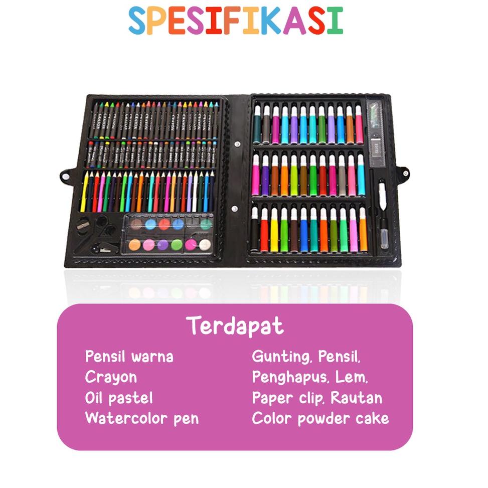 

(New[Q71B]❤) Krayon Anak Set Koper 150 in 1 Crayon Full Alat Melukis Mewarnai Set KIDS LAND premium