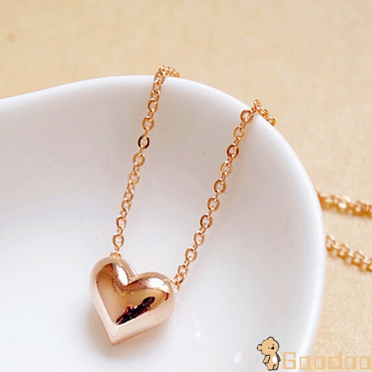 Kalung Love Rantai Bentuk Hati Lapis Emas Dengan Liontin Bentuk Hati Valentine Aksesoris Fashion-Doo