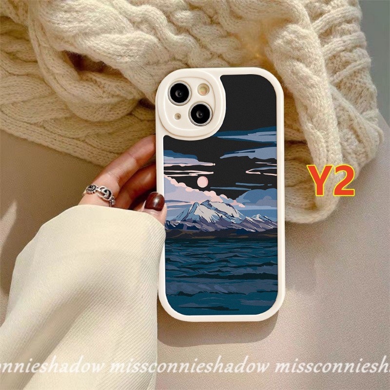 IPHONE Couple Case Kompatibel Untuk Iphone7 8 6 6s Plus XR 11 Pro Max13 12 14 Pro MAX 7Plus 8Plus X XS MAX SE 2020s Salju Gunung Sunset Pemandangan Lembut TPU Lovers Case