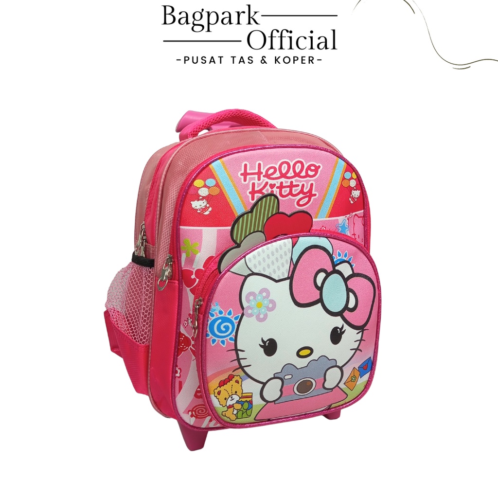 Tas Troli Anak Perempuan Import Trolley Anak Sekolah Perempuan PG TK Gambar Karakter Hello Kitty Frozen Unicorn  Tas Troli Anak Roda 2