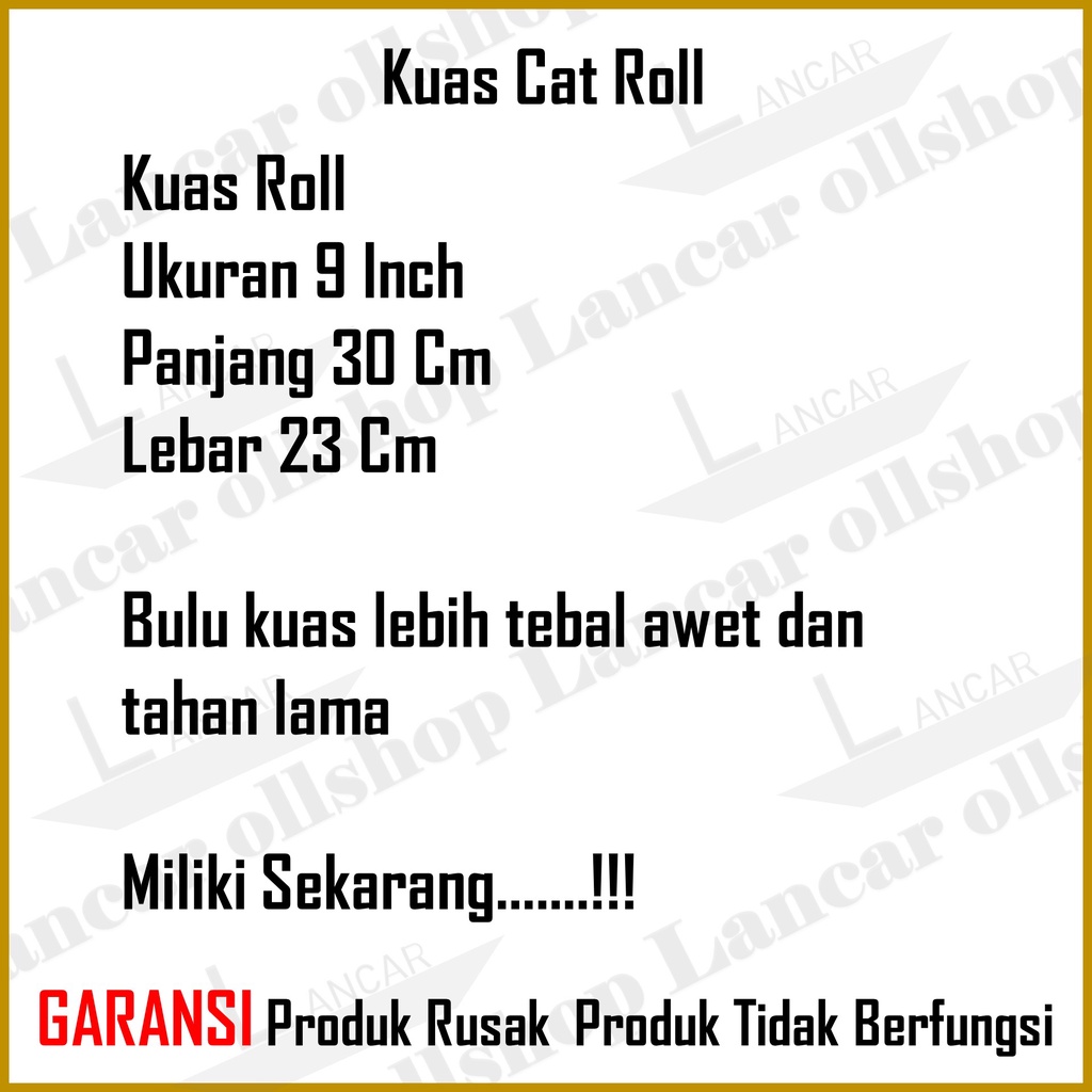 Kuas Cat Murah / Alat Cat Tembok / Kuas Bulu Roll / Kuas Roll Serbaguna Pendek 9 Inch / Kuas Cat Roll Rol Tembok / Paint Roller 9&quot; RRT