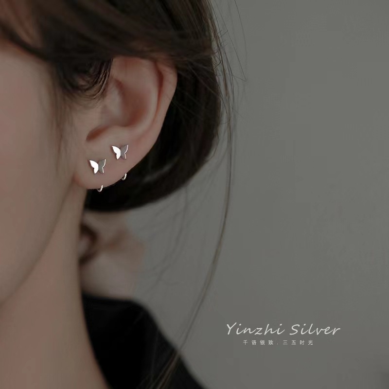 Y2k Korea Anting Perak Untuk Wanita Hypoallergenic Fashion Kupu-Kupu Hook Earring Perhiasan Aksesoris