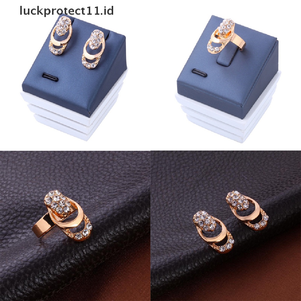 /Fashion Hot// Fashion// Kristal Kalung Gelang Cincin Anting Rumbai Bridesmaid Set Perhiasan Pernikahan.
