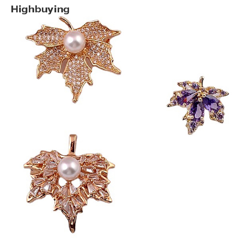 Hbid Mode Baru Zirkon Maple Daun Bros Elegan Kristal Mutiara Korsase Lapel Pin Cardigan Jas Lencana Bros Perhiasan Hadiah Aksesoris Glory