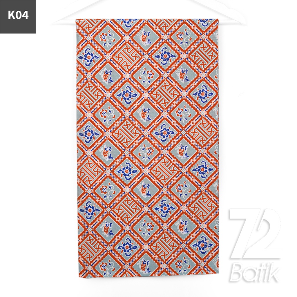 KAIN BATIK KATUN Premium Motif Kawung Ikan Warna Merah Abu 723029 Cap 72IL Jarik Jarit Samping Kebat Panjang Batik Katun Modern Premium Bahan Seragam Batik Pernikahan Kantor Keluarga Murah Kamen Jadi Batik Bali Lembaran