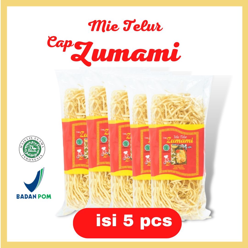 

ZUMAMI MIE TELOR 200 GRAM NON-BUMBU GEPENG / ISI 5 PCS / MIE TELUR / MIE KERING / MIE