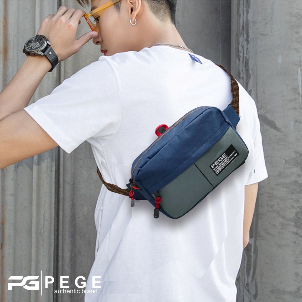 Tas Selempang Bahu Pria PEGE Frey Model Simpel Warna Kombinasi - PG 8944