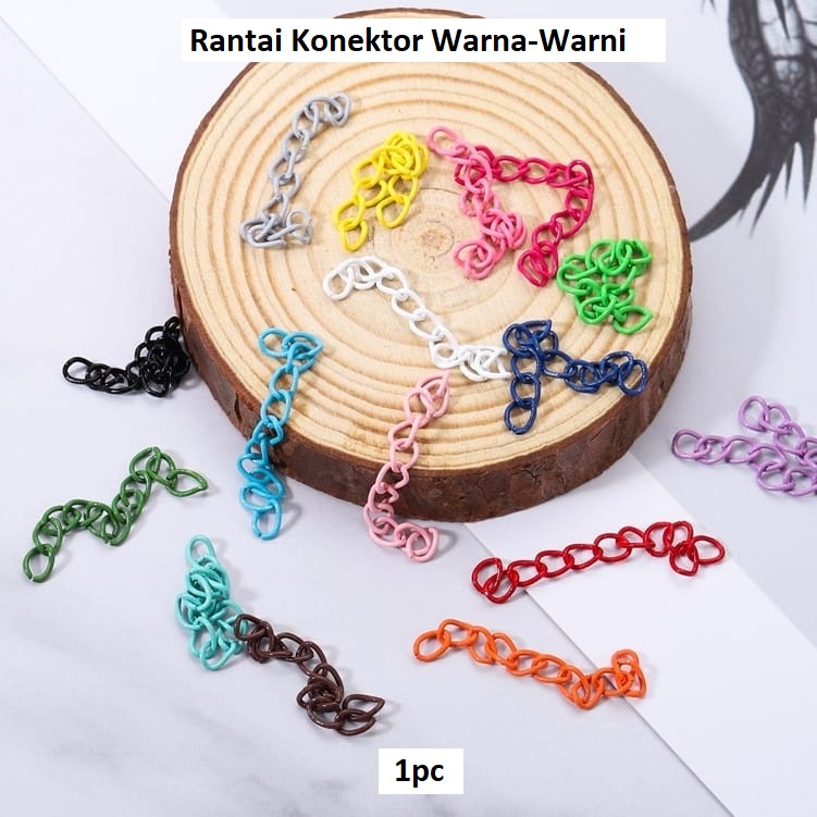 Rantai Konektor/Rantai ekstensi logam warna permen untuk gelang gelang DIY/1pc