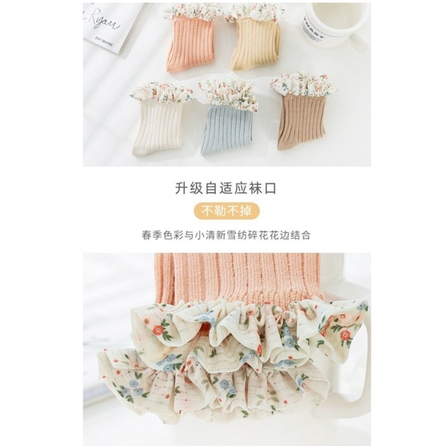 Import High Quality Kaos Kaki 0-1 Tahun Blossom Ruffle Socks With Antislip Kaos Kaki Anak Perempuan Model Ruffle Mid Leght CBKS VC LC