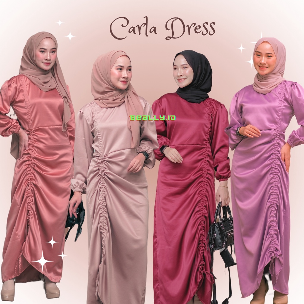 DRESS SERUT SATIN | GAMIS SERUT ABELIA DRESS | BAJU KONDANGAN BRIDESMAID WANITA SATIN SILK