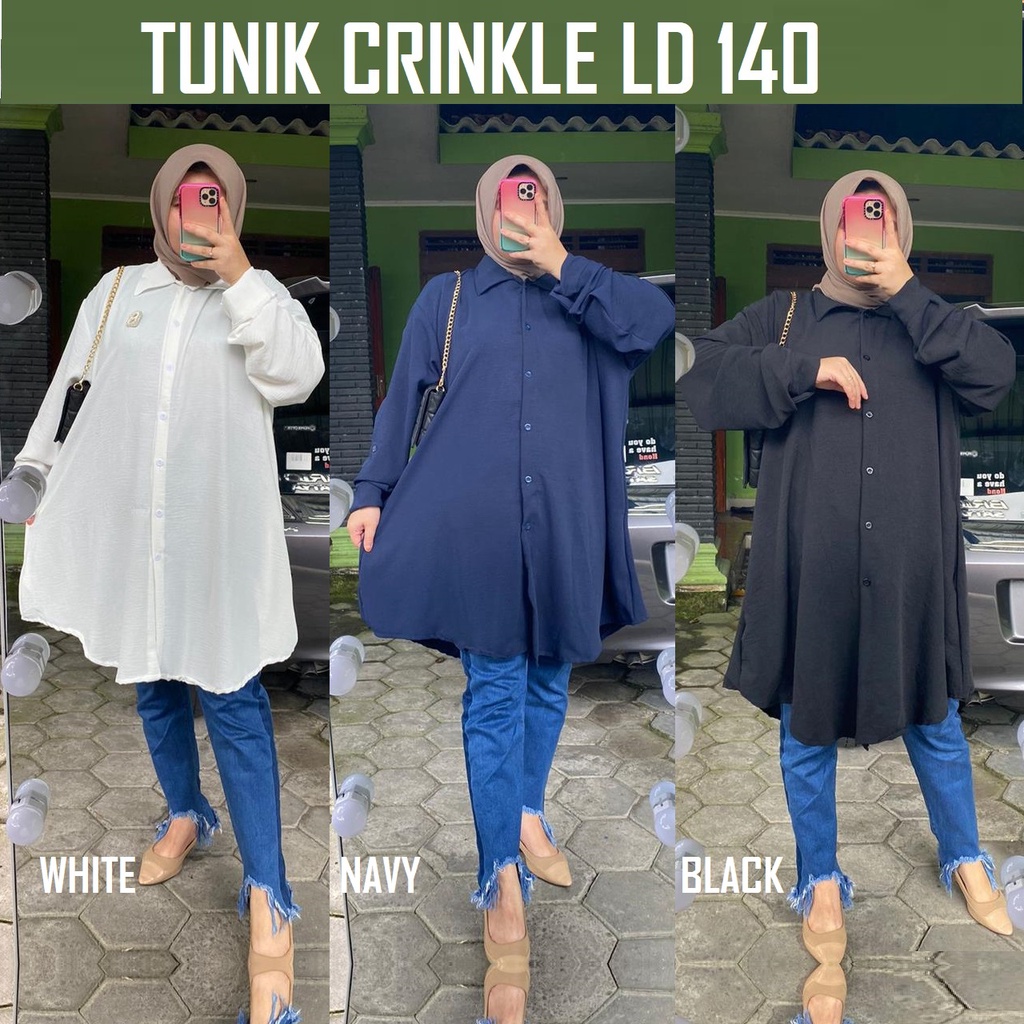 TUNIK CRINCLE OVERSIZE JUMBO LD 140 130 110 120 XXXXXL MUAT 100 KG LEBIH / ATASAN MUSLIM CRINKLE AIR