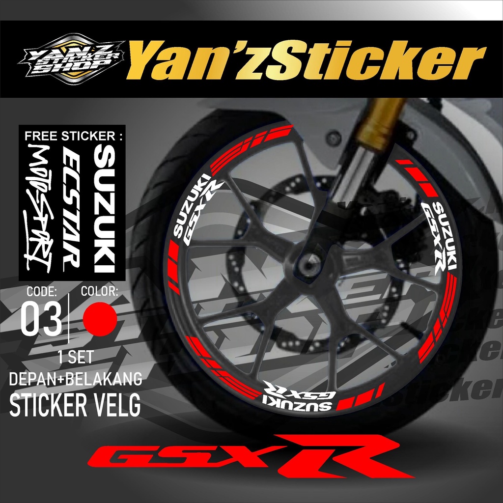 Aksesoris Stiker Cutting Sticker List Velg Motor GSX R150 GSX R 150 Terbaru Lis Pelek Velk Variasi S