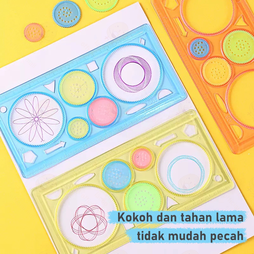 Poney Penggaris garisan rotary pattern bunga Penggaris rotari kembang Magic spirograph geometric ruler