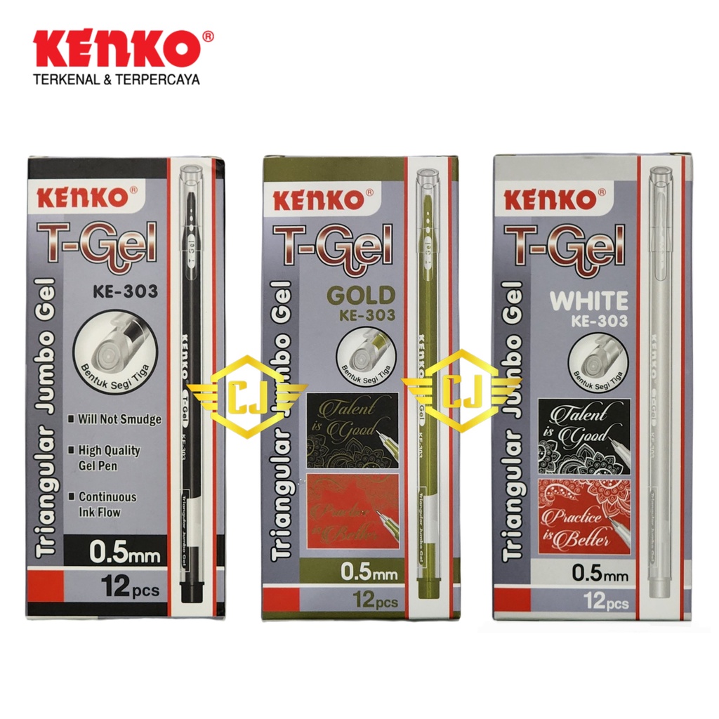 

1 LSN / 12 PCS Gel Pen KENKO KE-303 T-GEL Triangular Jumbo Gel 0.5mm