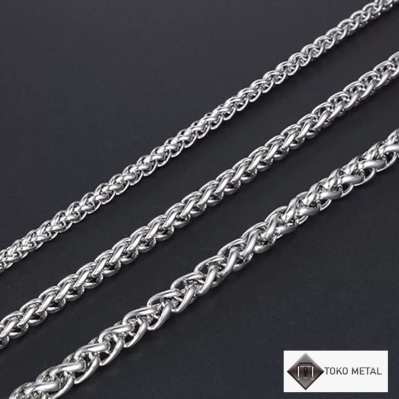 Kalung Titanium Rantai Bulat Pria Anti Karat 3mm, 4mm, 5mm Panjang 60 cm [Toko Metal ]