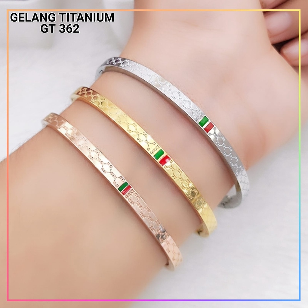 Gelang titanium/stainless steel isi 3pcs Gelang Premium Polos Warna Gold dan Silver Perhiasan Wanita Anti Karat GT 362