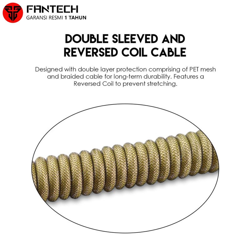 Fantech Coiled Cable Aviator AC701 Coil Kabel Type C for Keyboard Mechanical