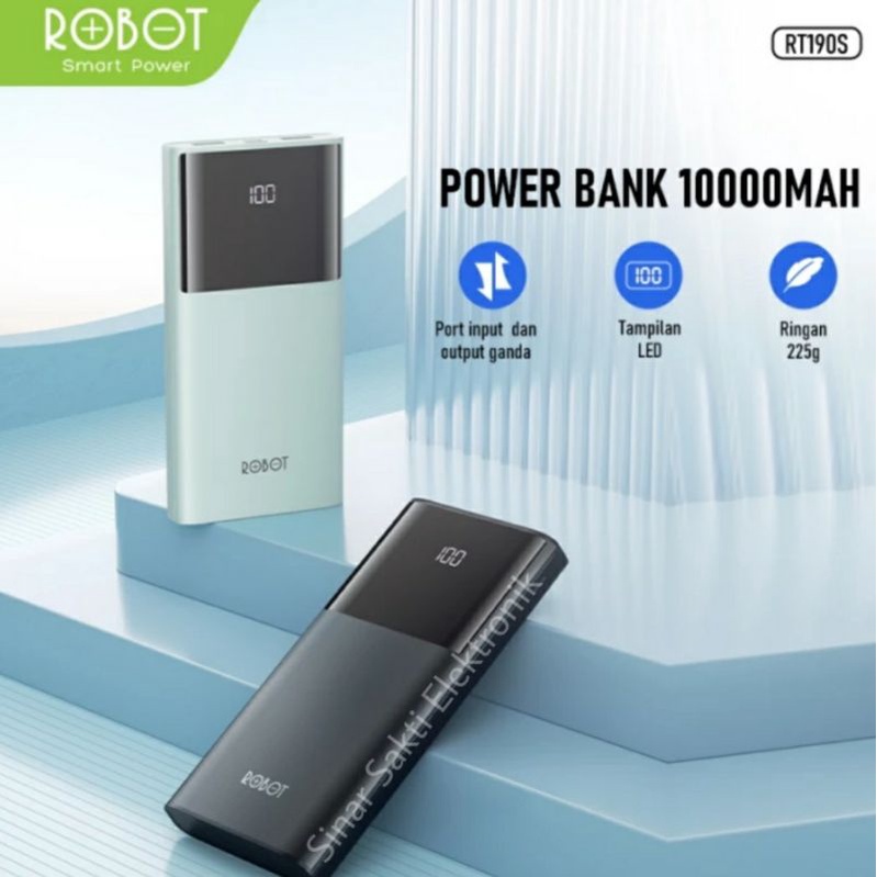 Powerbank Robot 10000mAh RT190S RT 190S RT190 Dual Input Fast Charging Type C USB 10000mah