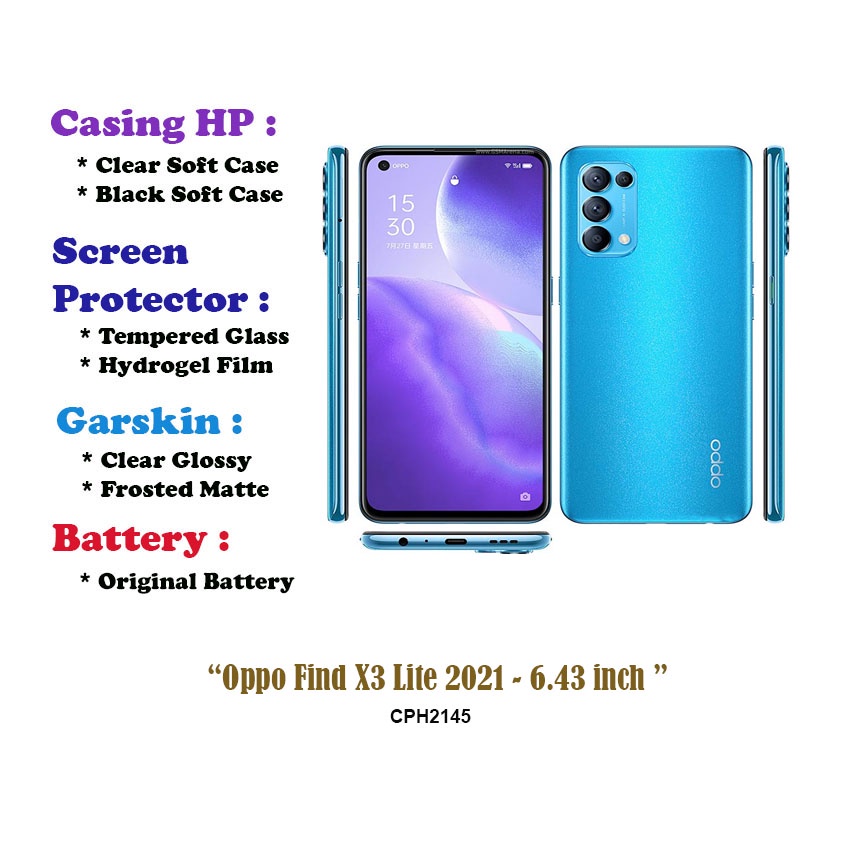 Oppo Find X3 Lite 2021 - 6.43 inch - Case - Screen Protector - Battery - Dll