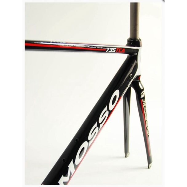 Frame Roadbike Mosso 735TCA Size 490mm Warna Hitam Merah . Rangka Sepeda Balap Road Bike 735 TCA Size Ukuran 49cm 490 mm Alloy 7005