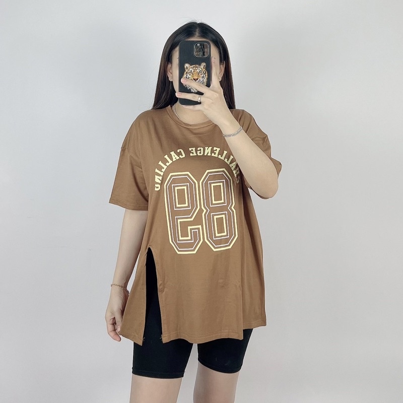 Kaos Oversize Slit Cc 86/ Atasan Jumbo wanita