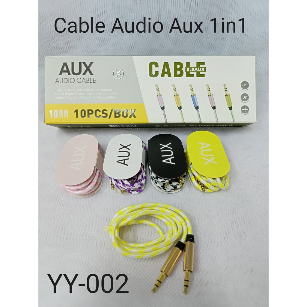 Kabel AUX Audio Cable 1in1 Macaron Colokan Crom Besi