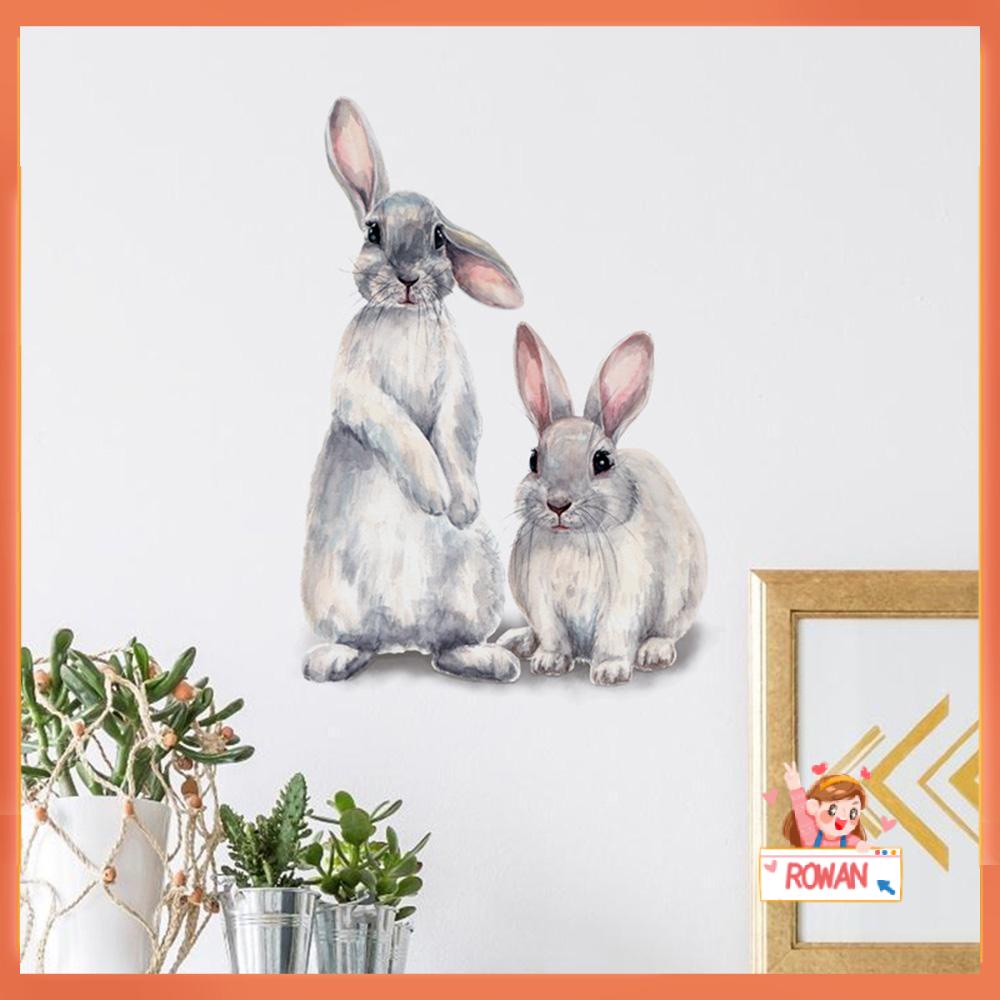 R-flower Two Bunny Wall Stiker Removable Kamar Tidur Ruang Tamu Rumah Dekorasi Tupai Fox Koalas Bird