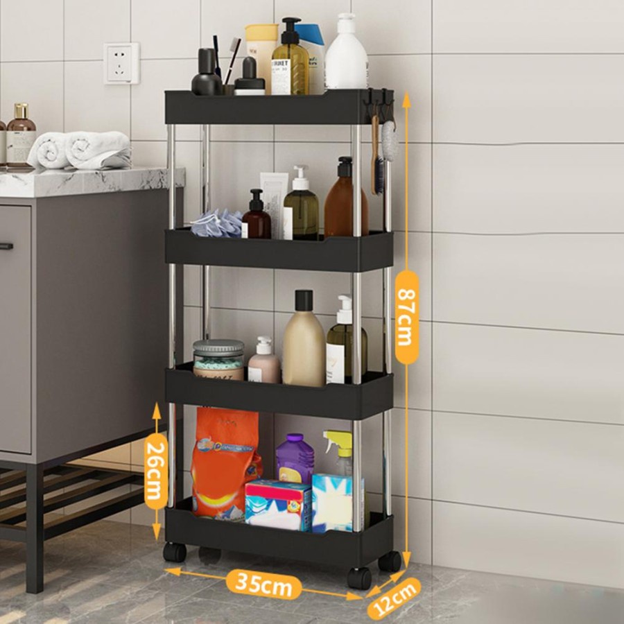 MH - RAK RODA SUSUN 4 SLIM TEMPAT BUMBU DAPUR SLIM RAK 4 TINGKAT SR4S