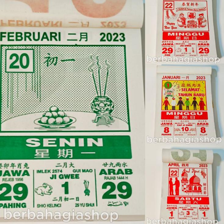 

L4R✧ Kalender Sobek Ukuran Sedang Tahun 2023 Shio Kelinci Cina Jawa Arab / Calendar Robek Tanggalan Chinese Terbaru Lokal Mandarin Size Medium Isi 365 Hari Barang Bagus