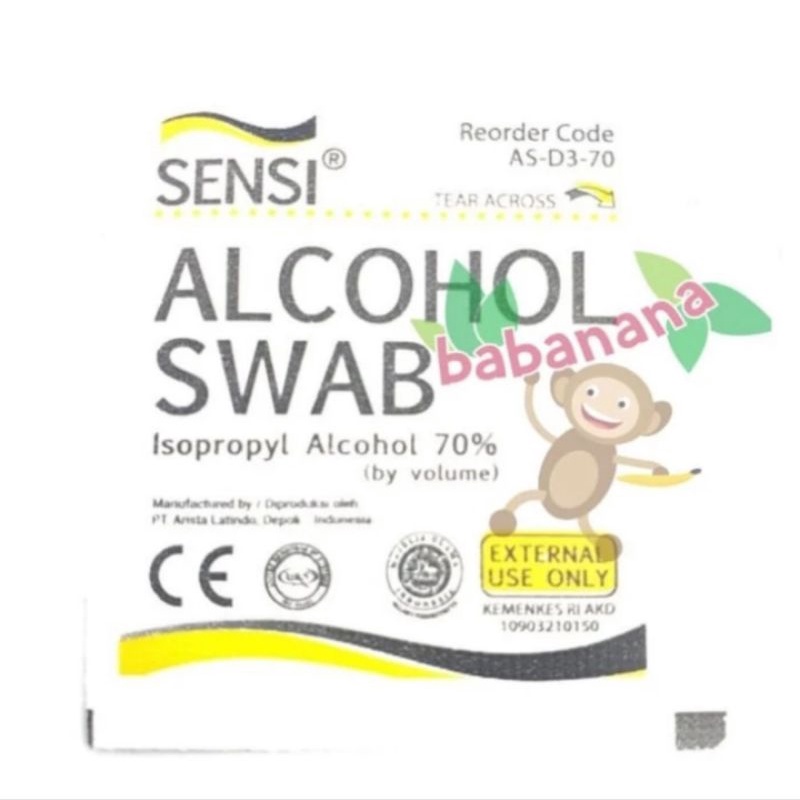 Alcohol swab sensi satuan eceran 70% pembersih prosesor luka dll