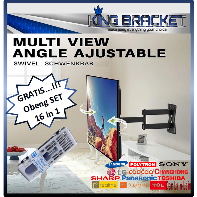 Bracket TV LED Swivel 17&quot; s/d 55&quot; model lengan 6 arah pergerakan IMPORT QUALITY Bracket tv Braket Breket Briket Bracket Braket Breket Briket