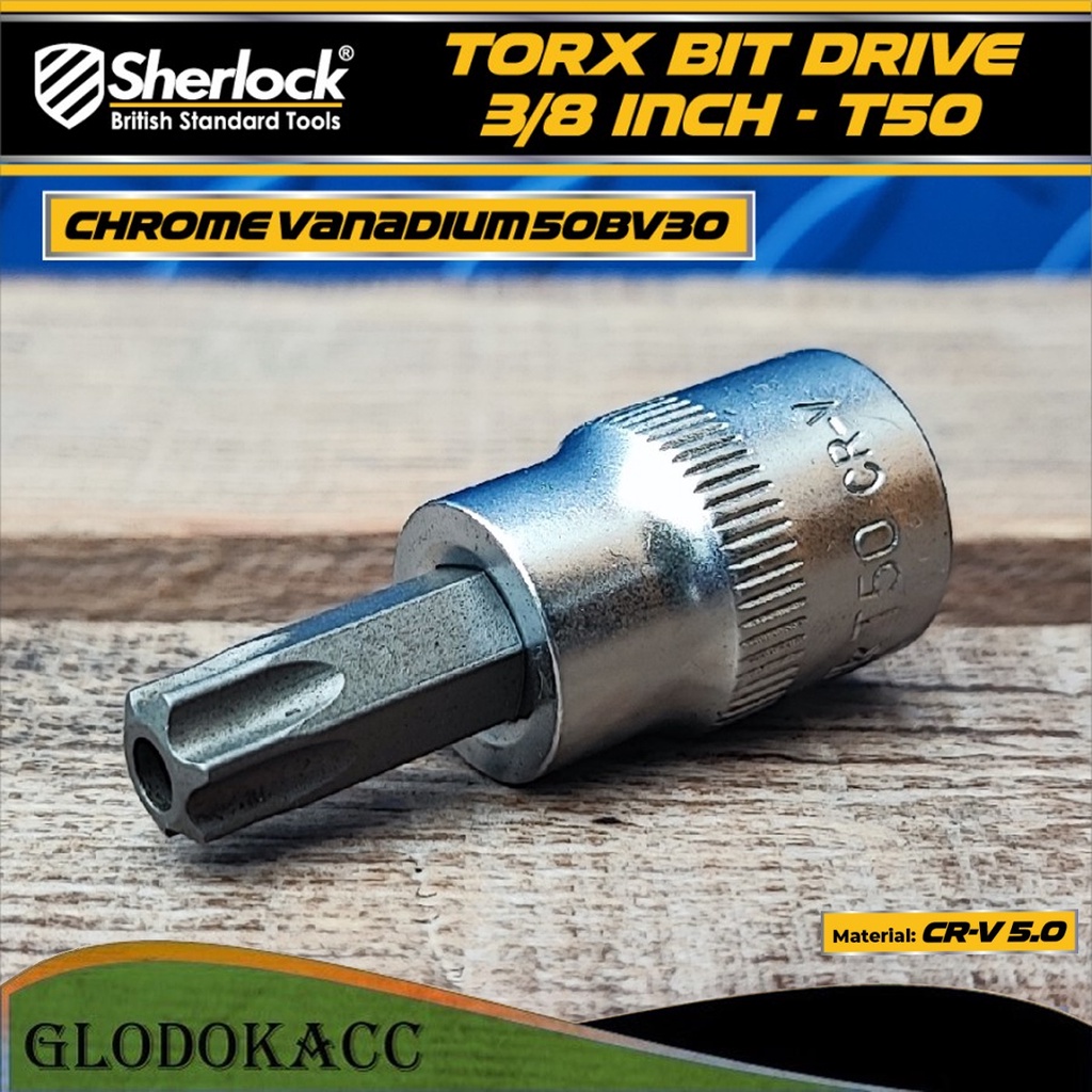 Mata Kunci Sok Bintang Drive 3/8 &quot; inch Sherlock Torx Bit Tampered T50