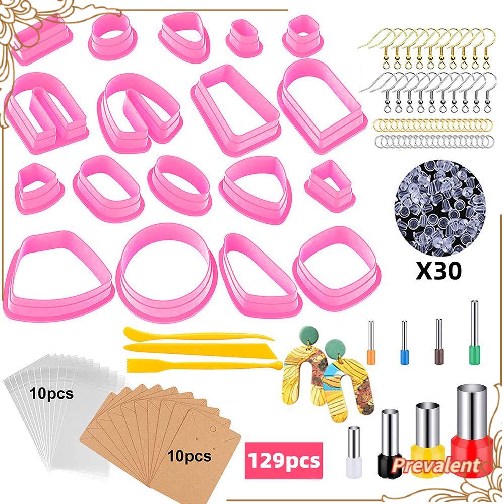 Preva 129pcs Polymer Clay Cutters DIY Craft Earring Kartu Membuat Perhiasan Cetakan Kue