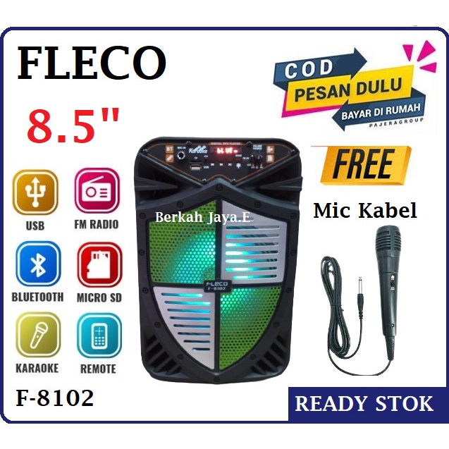 Speaker Portable Fleco F-8102 Speaker Bluetooth Free Microphone Kabel