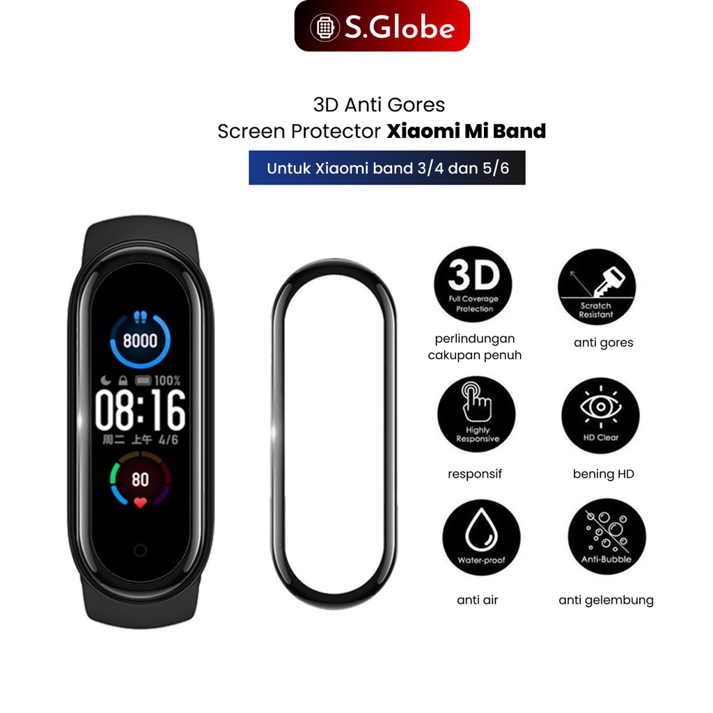 Anti Gores Xiaomi Band Screen Film Mi Band 3 4 5 6 2D Soft TPU 3D Full Covered Screen Protector