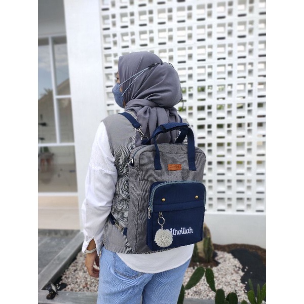 Omi 2in1 Bag Custom Bordir Nama tas kerja sekolah multifungsi